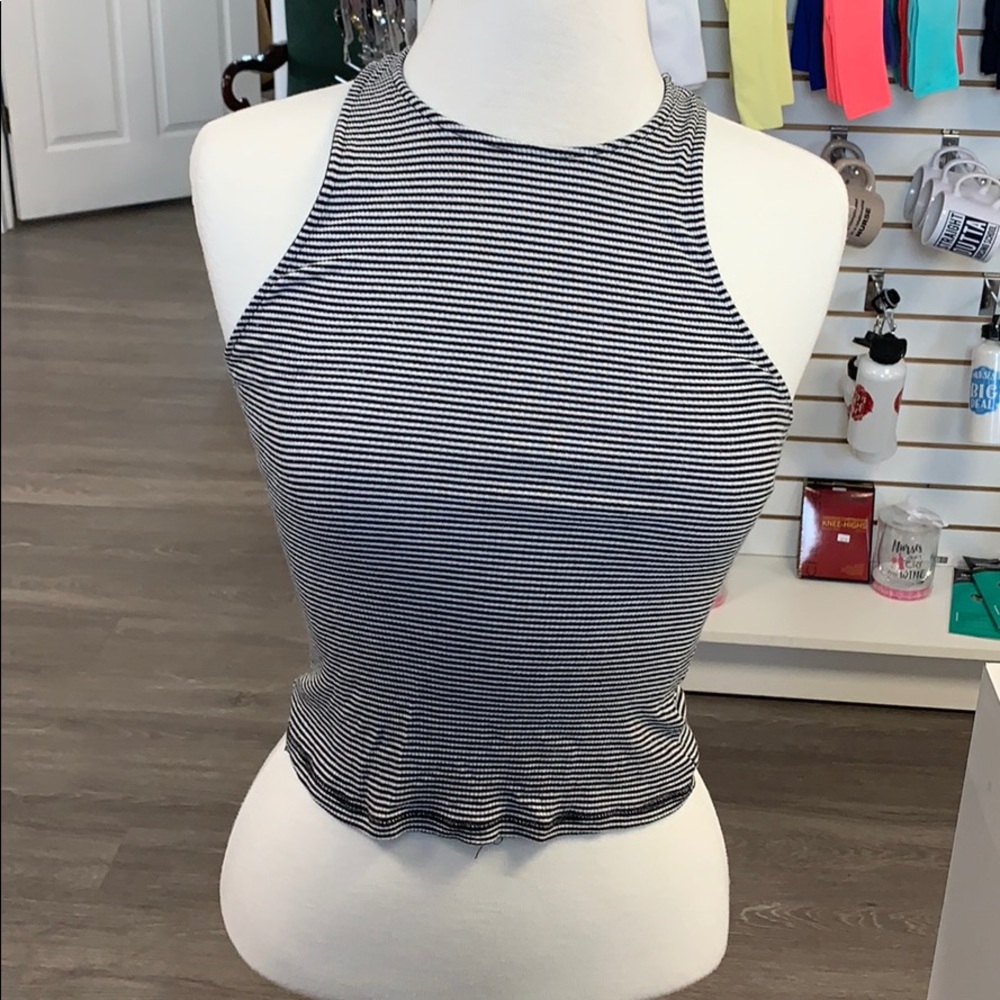 Black and white striped tank